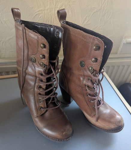 Brown leather ankle boots hush - ankle,